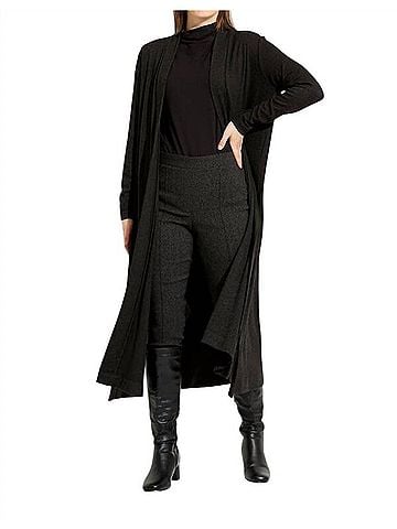 Joseph Ribkoff Relaxed Fit Open-Front Cardigan in Charcoal Grey (view 2)