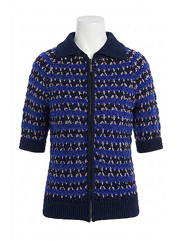 Allison Carlyle Zip Up Sweater in Blue/Black (view 1)