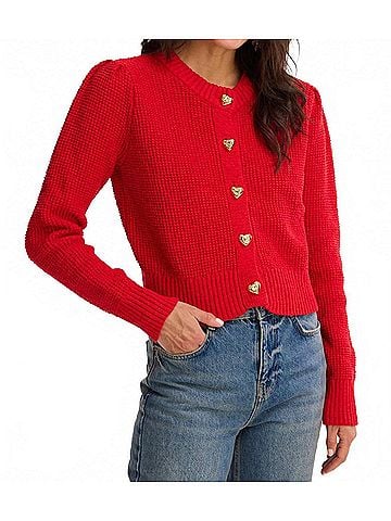 Allison Hearts Gia Cardigan in Red (view 2)