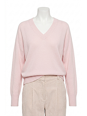 Brochu Walker Leia Vee Cashmere Sweater in Rose Quartz (view 1)