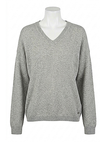 Joseph Ribkoff V-Neck Long Sleeve Sweater Top in Light Grey (view 1)