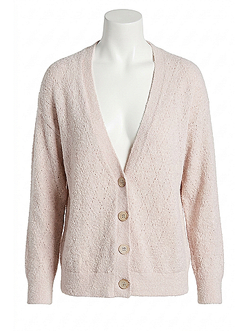 Barefoot Dreams Cozychic Lite Diamond Pointelle Cardigan in Chai (view 1)