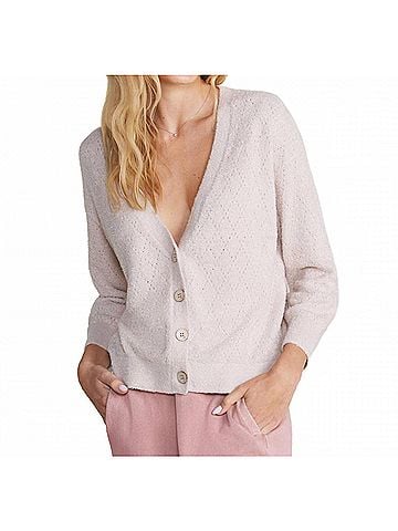 Barefoot Dreams Cozychic Lite Diamond Pointelle Cardigan in Chai (view 2)