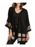 Umgee Black Crochet Patchwork Squares Kimono in Black Size M - photo 2