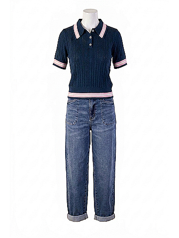Simply Southern Cher Polo Sweater in Navy (view 1)
