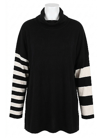 Angel Apparel Stripe And Dot Poncho in Black/Stone (view 1)