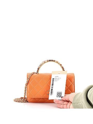 Chanel Beaded Logo Top Handle Wallet on Chain Quilted Lambskin (view 1)