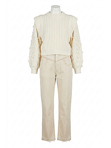 FARM Rio Braided Pullover Sweater in Off-White (view 1)