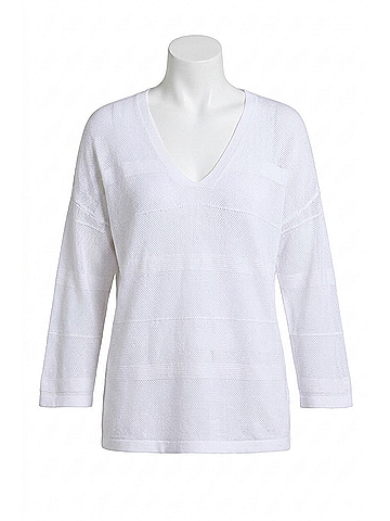 Tribal Blended Yarn Drp Shoulder Sweater in White (view 1)