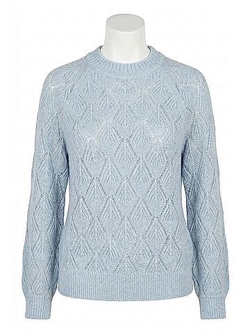 Lilla P Easy Pointelle Crewneck Sweater in Glacier (view 1)