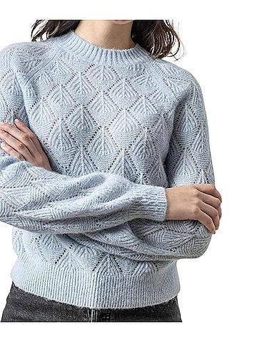 Lilla P Easy Pointelle Crewneck Sweater in Glacier (view 2)