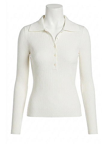 Lilla P Polo Collar Henley Sweater in White (view 1)