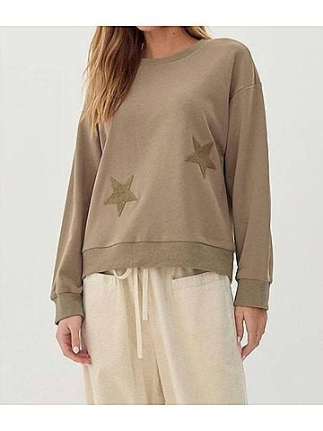 Jodifl Chenille Stars Sweatshirt in Olive (view 2)