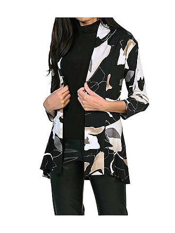 Frank Lyman Design Throw-Over Jacket in Black Multi (view 2)