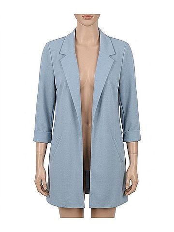 Frank Lyman Design Open Knit Blazer Jacket in Sky Blue (view 1)