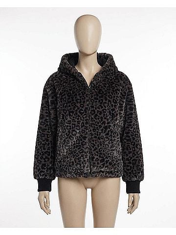 Splendid Lucia Fur Zip Up Jacket in Leopard Print (view 1)