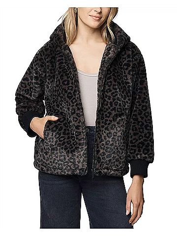 Splendid Lucia Fur Zip Up Jacket in Leopard Print (view 2)