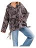 AndTheWhy Paisley Black Lace Up Pullover Windbreaker Jacket in Black, White Size S - photo 3