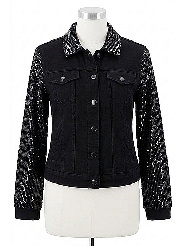 MULTIPLES Cuffed Jean Style Jacket in Black (view 1)