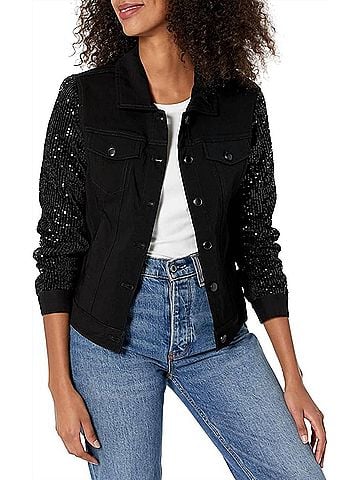 MULTIPLES Cuffed Jean Style Jacket in Black (view 2)