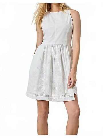 Lilla P Eyelet High Neck Mini Dress in White (view 2)
