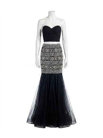 Rachel Allan Two-Piece Soft Tulle Strapless Mermaid Gown in Black (view 1)