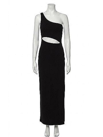 Susana Monaco One Shoulder Cut Out Maxi Dress W Leg Slit in Black (view 1)