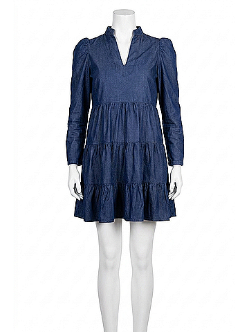 Sail to Sable Long Sleeved Dress in Dark Blue Indigo (view 1)