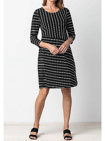 Habitat Savannah Stripe Swing Dress in Black Stripe (view 2)
