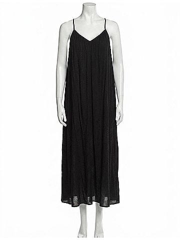 Wishlist Crinkle Midi Dress in Sea Urchin Black (view 1)