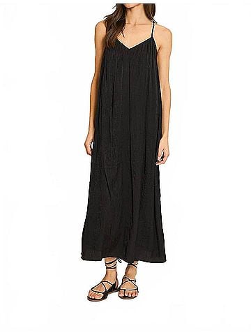 Wishlist Crinkle Midi Dress in Sea Urchin Black (view 2)