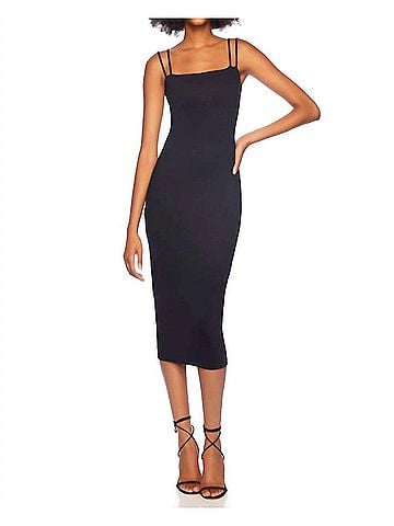 Susana Monaco Double String Midi Dress in Black (view 2)