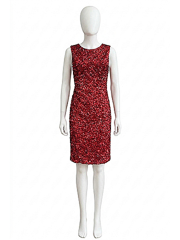 Sherri Hill Women's Sequin Open Back Short Dress in Red (view 1)