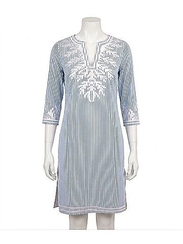 Gretchen Scott Designs Reef Dress in Pinstripe Periwinkle (view 1)