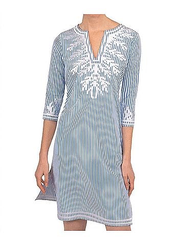 Gretchen Scott Designs Reef Dress in Pinstripe Periwinkle (view 2)