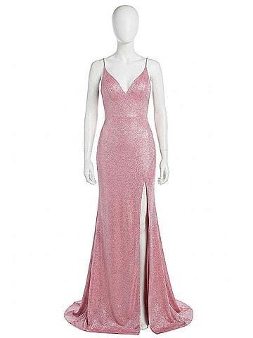 Jovani Women's Embellished Gown in Blush Metallic (view 1)