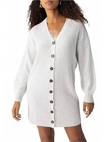 Sanctuary Button Front Sweater Dress in Chalk Heather (view 2)