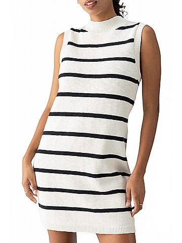 Sanctuary Life Is Easy Sweater Dress in Chalk Black Stripe (view 2)