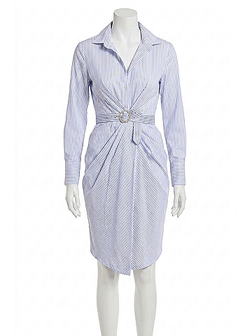 Generation Love Gloria Pinstripe Shirtdress in White/Light Blue (view 1)