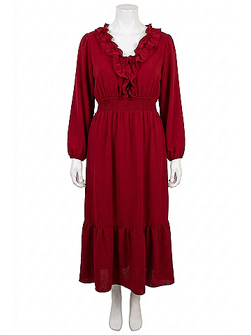 Haptics Warm Welcome V-Neck Midi Dress in Wine (view 1)