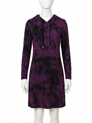 French Kyss Marble Wash Hooded Dress in Grape (view 1)