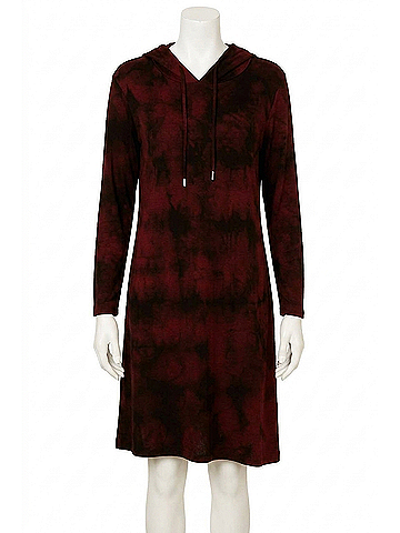 French Kyss Marble Wash Hooded Dress in Sangria (view 1)