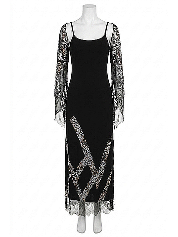 Angel Apparel Cheetah Detail Maxi Dress in Black/Cheetah (A/S) (view 1)