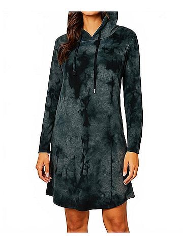 French Kyss Marble Wash Hooded Dress in Carbon (view 2)