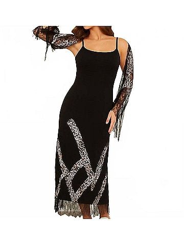 Angel Apparel Cheetah Detail Maxi Dress in Black/Cheetah (A/S) (view 2)