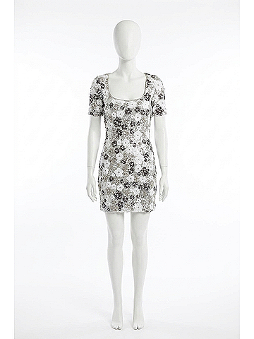 Le Superbe Winter Garden Sequin Shift Dress in Silver (view 1)