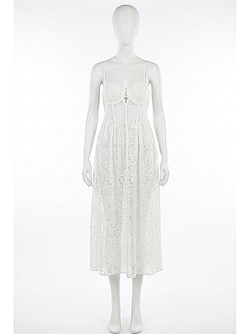 For Love & Lemons Romi Midi Dress in White (view 1)