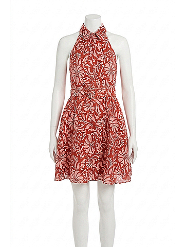 Veronica Beard Beau Linen Mini Dress in Persimmon Multi (view 1)