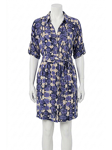 Nic + Zoe Shibori Stone Belted Devon Dress in Blue Multi (view 1)