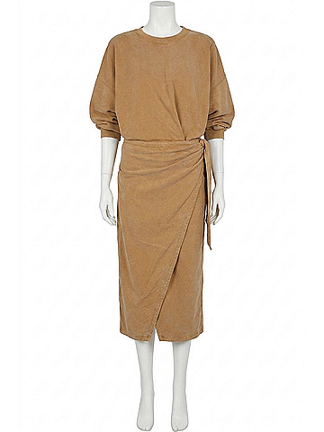 Isabel Marant Sandrina Long Dropped Sleeve Dress in Caramel (view 1)